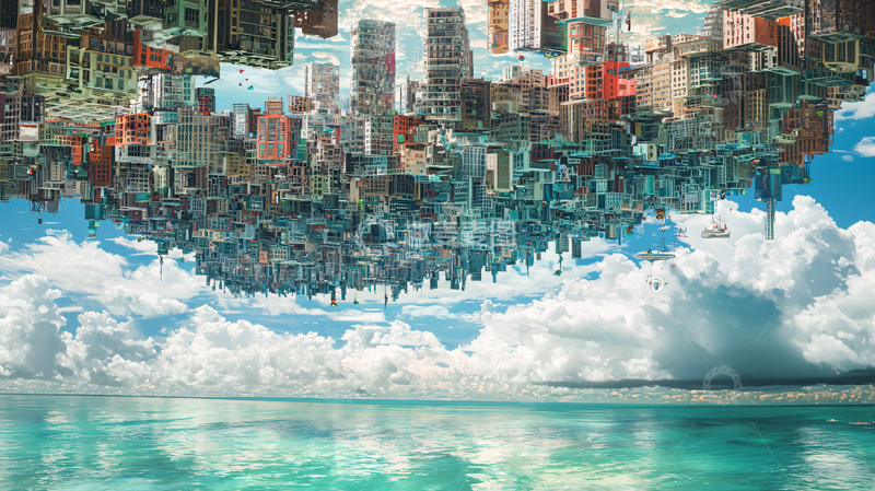 高清大图下载【趣麦麦图】倒影城市