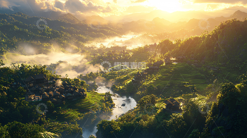 高清大图下载【趣麦麦图】日出云海山峦河流