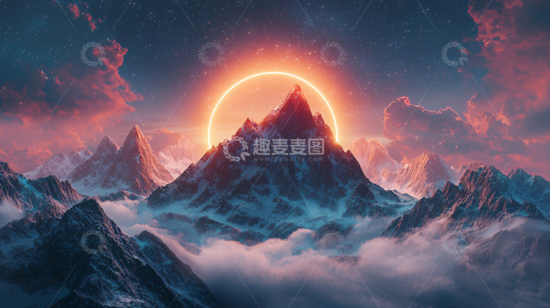 高清大图下载【趣麦麦图】山顶上的日环