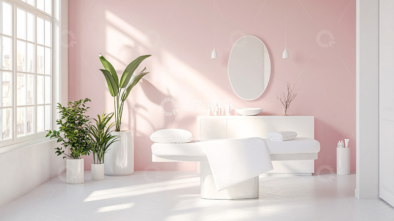 高清大图下载【趣麦麦图】粉色背景白色房间