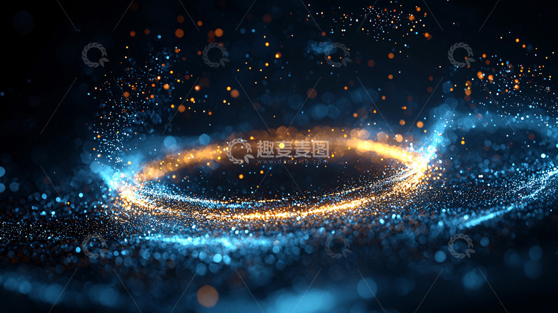 高清大图下载【趣麦麦图】蓝色和金色粒子环