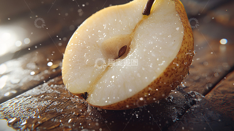 高清大图下载【趣麦麦图】水珠溅射的梨子切片