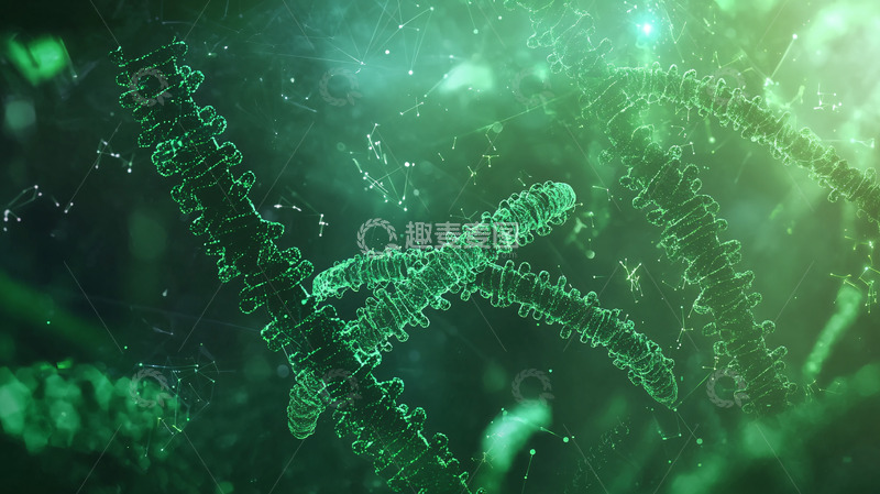 高清大图下载【趣麦麦图】绿色背景下的染色体