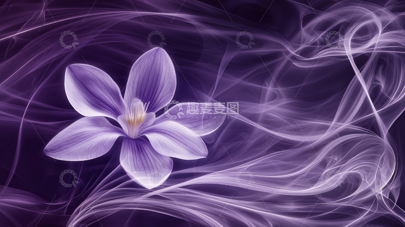 高清大图下载【趣麦麦图】紫色花朵烟雾背景