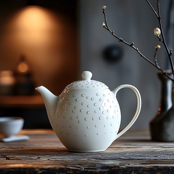 白色陶瓷茶壶