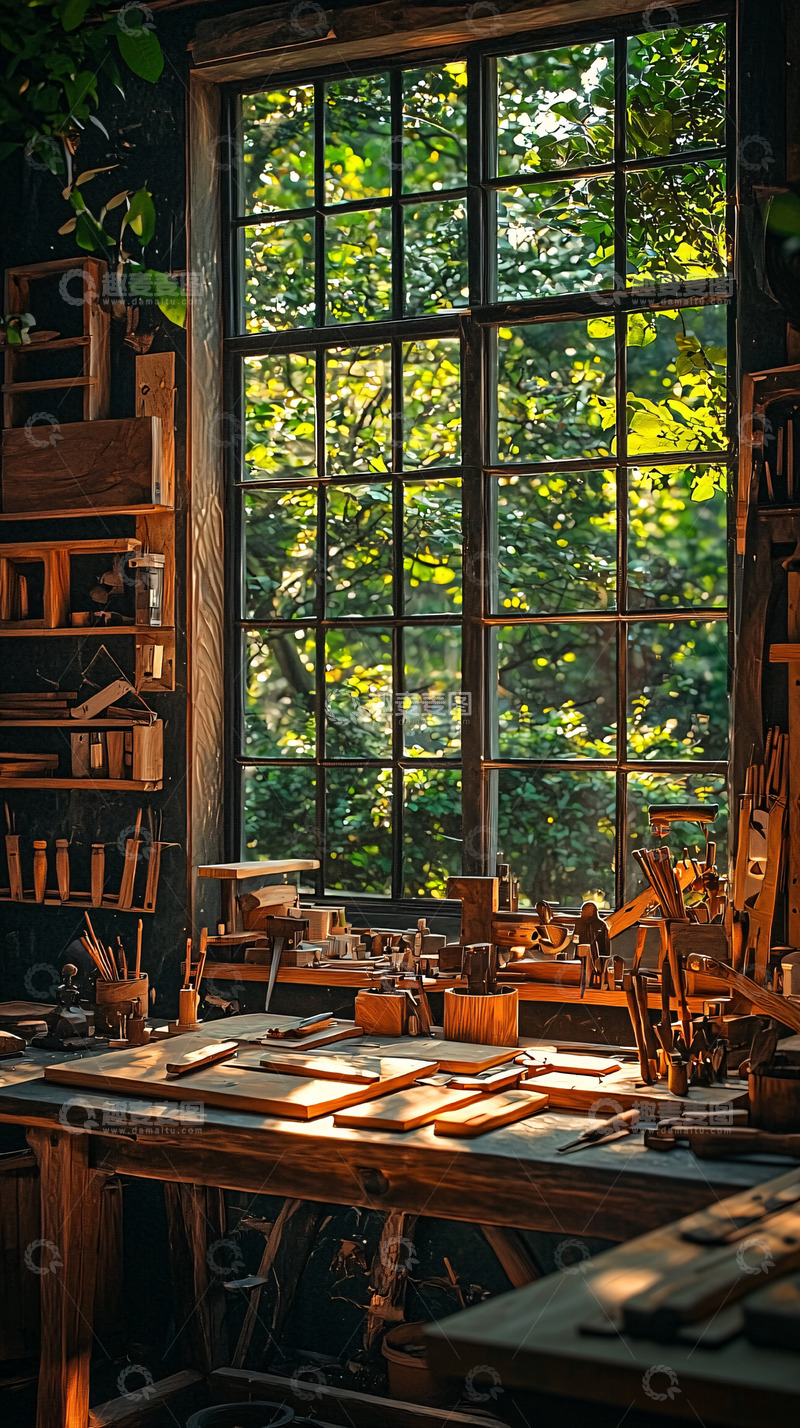 高清大图下载【趣麦麦图】阳光洒进木工坊