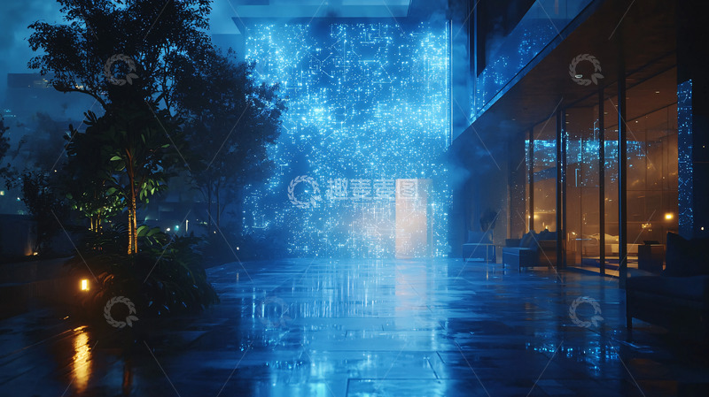 未来感城市夜景蓝光特效