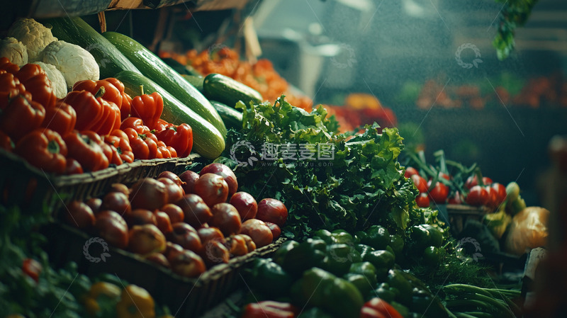 高清大图下载【趣麦麦图】琳琅满目的新鲜蔬菜水果