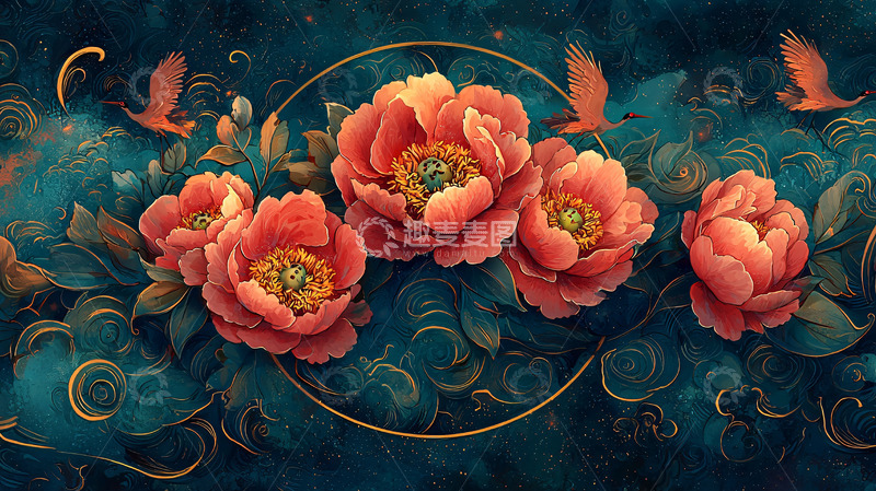 高清大图下载【趣麦麦图】水墨红牡丹