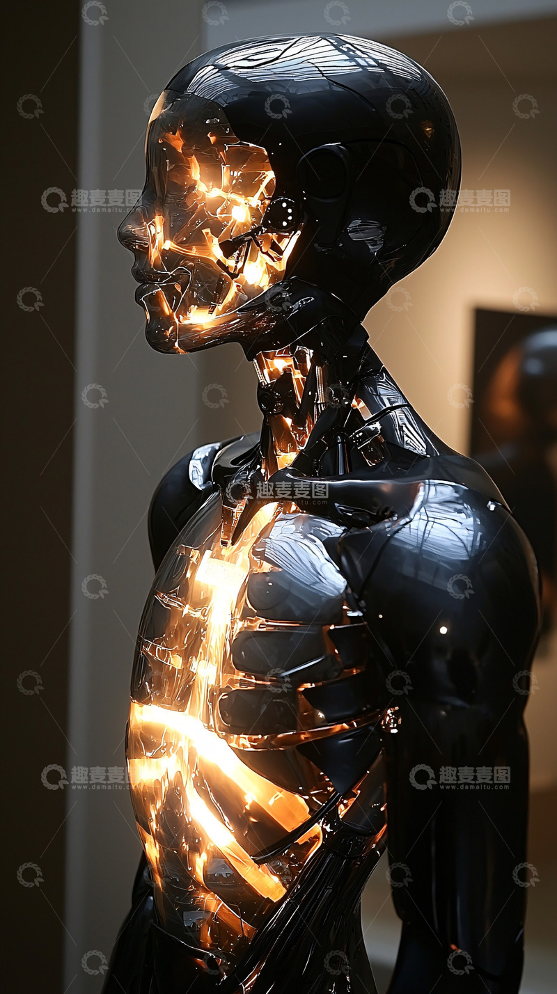 高清大图下载【趣麦麦图】透明发光机器人