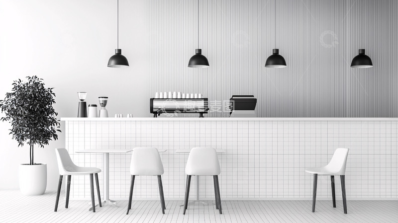 高清大图下载【趣麦麦图】极简风格咖啡店吧台