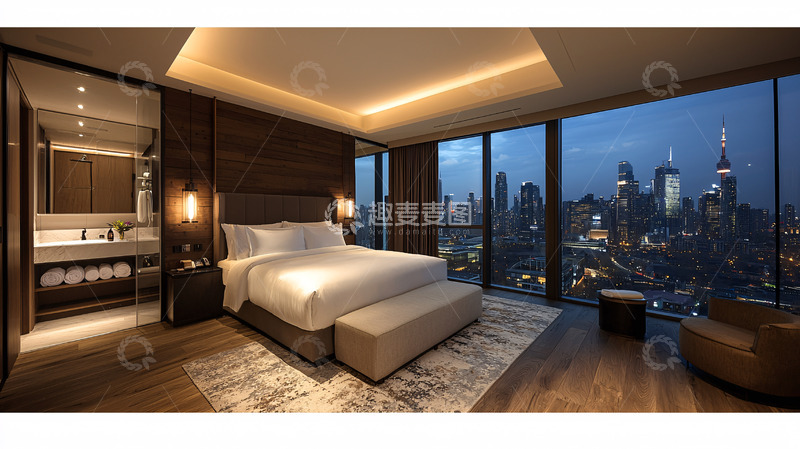 高清大图下载【趣麦麦图】豪华卧室城市夜景