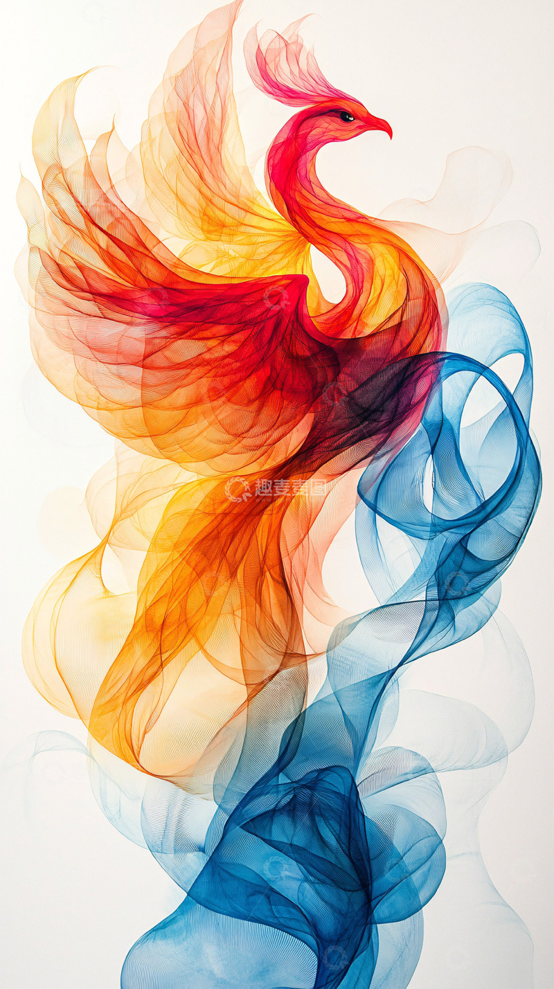 高清大图下载【趣麦麦图】彩色火焰凤凰
