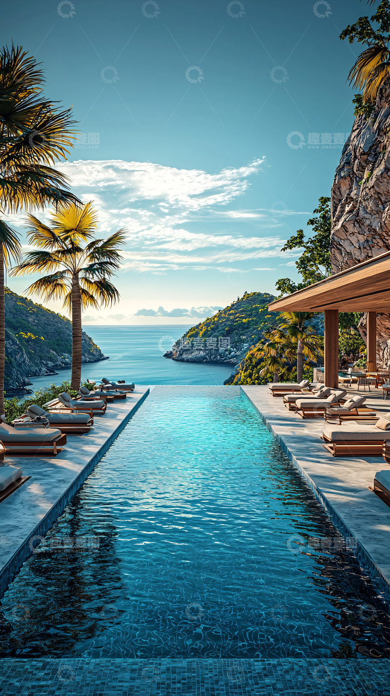 高清大图下载【趣麦麦图】海边悬崖泳池度假胜地