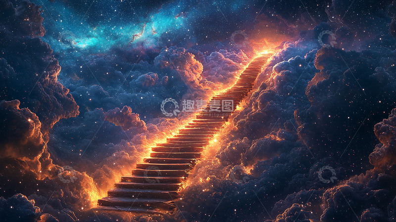 高清大图下载【趣麦麦图】通往天堂的云层阶梯