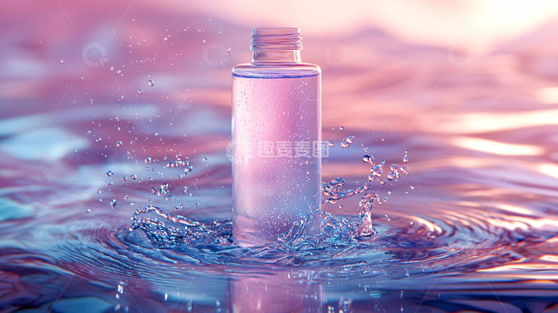 高清大图下载【趣麦麦图】粉色液体瓶在水中