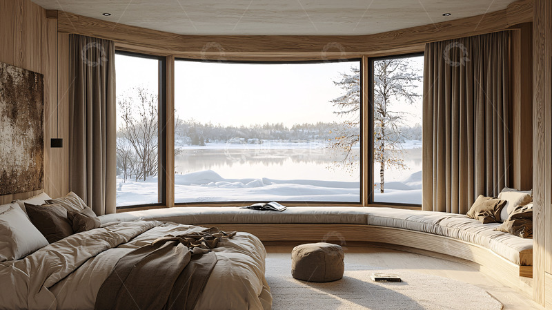 高清大图下载【趣麦麦图】冬日卧室窗边雪景