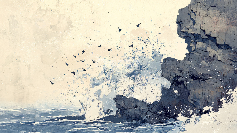 高清大图下载【趣麦麦图】海浪拍打岩石