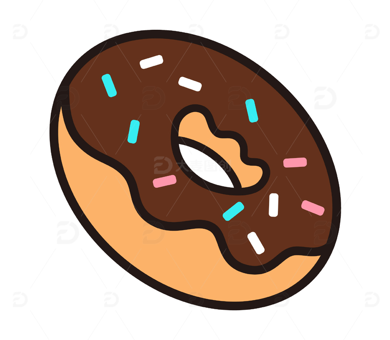 源文件下载【趣麦麦图】矢量卡通甜甜圈描边插画