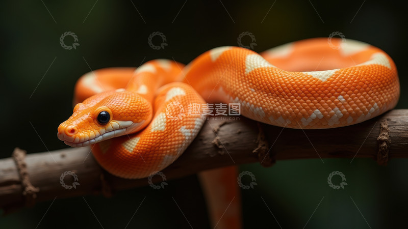 高清大图下载【趣麦麦图】橙白相间盘绕的蛇