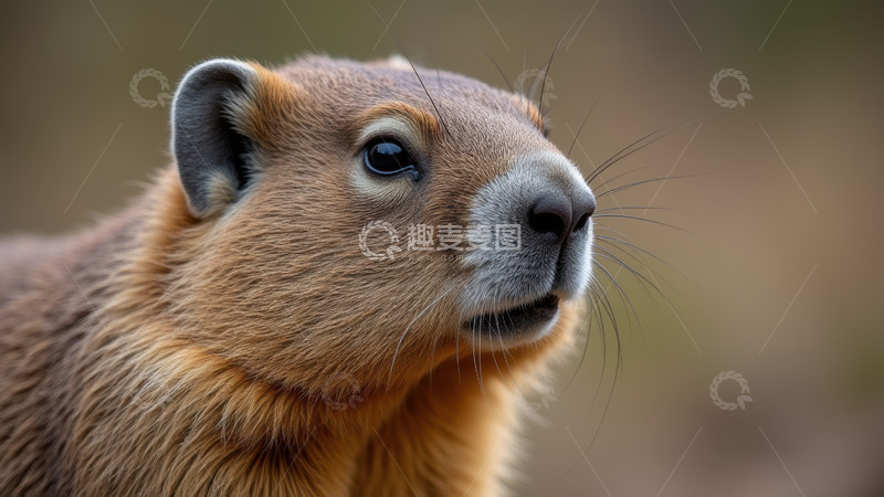 高清大图下载【趣麦麦图】土拨鼠的面部特写