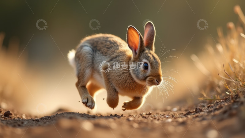 高清大图下载【趣麦麦图】奔跑中的棕毛兔子