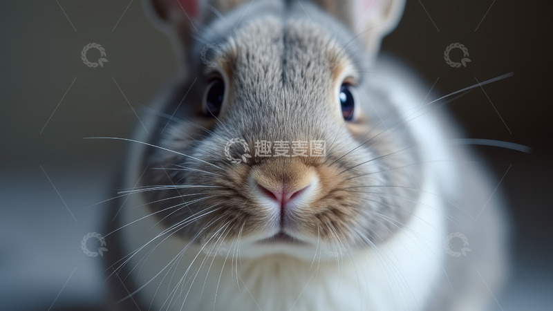 高清大图下载【趣麦麦图】室内特写的灰白兔子