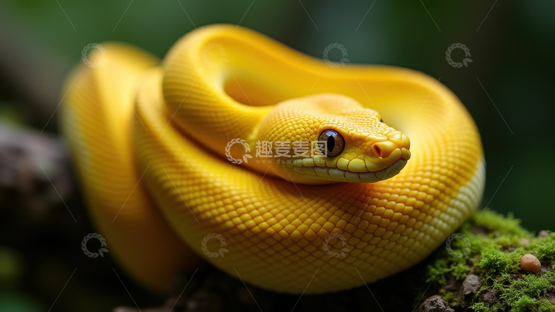 高清大图下载【趣麦麦图】黄色盘绕的蛇