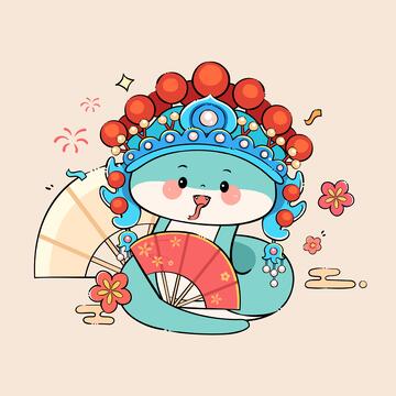 蛇年可爱卡通手绘插画3