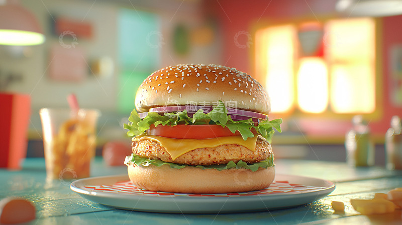 高清大图下载【趣麦麦图】美味汉堡特写