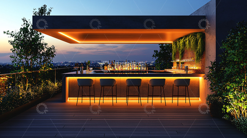 高清大图下载【趣麦麦图】户外屋顶酒吧夜景