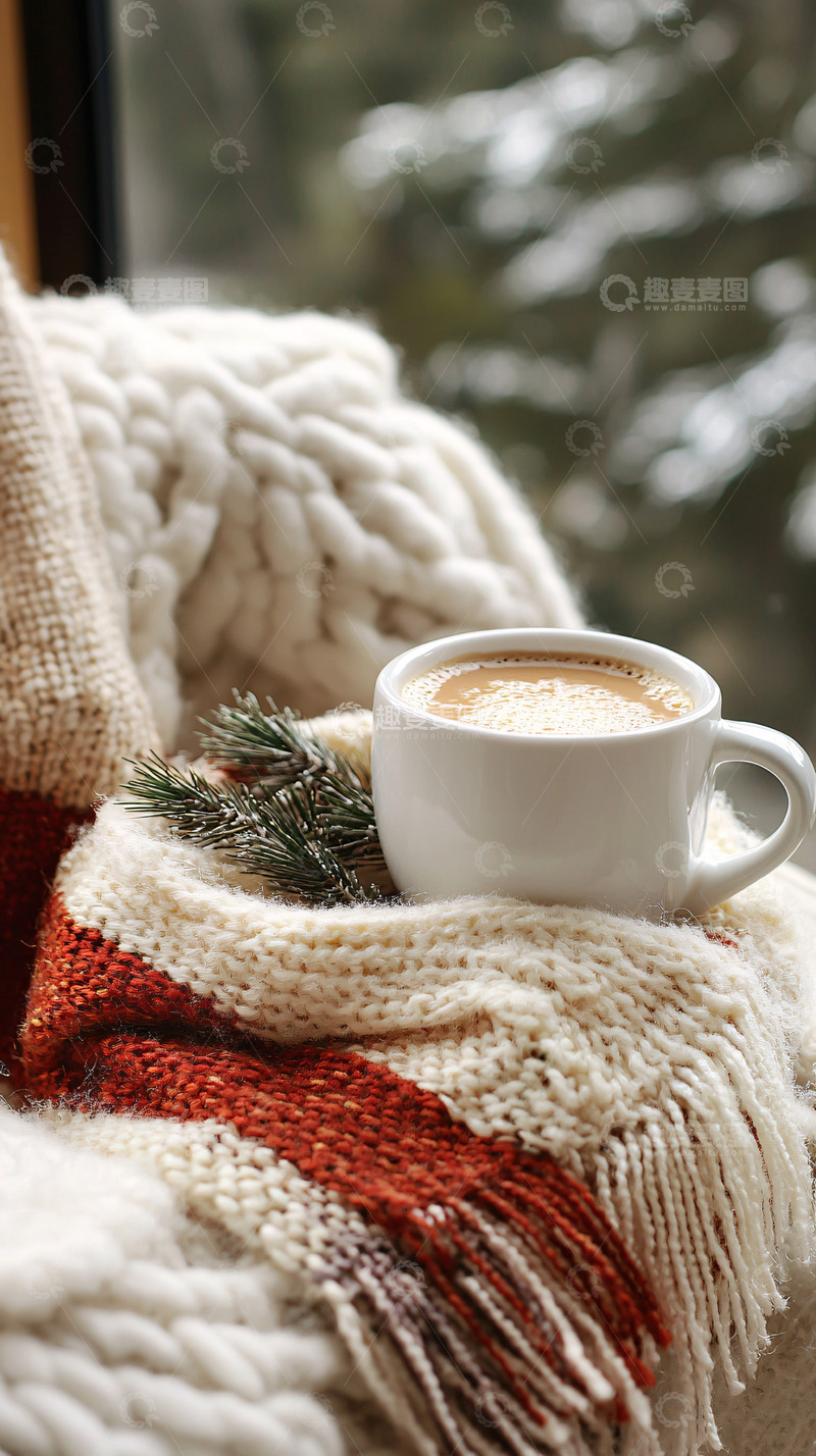 高清大图下载【趣麦麦图】窗边温暖的咖啡时光