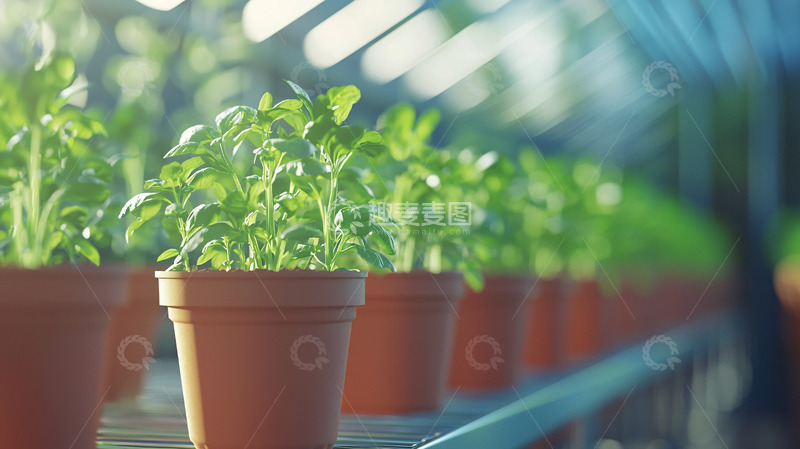 高清大图下载【趣麦麦图】阳光下花盆里的绿植