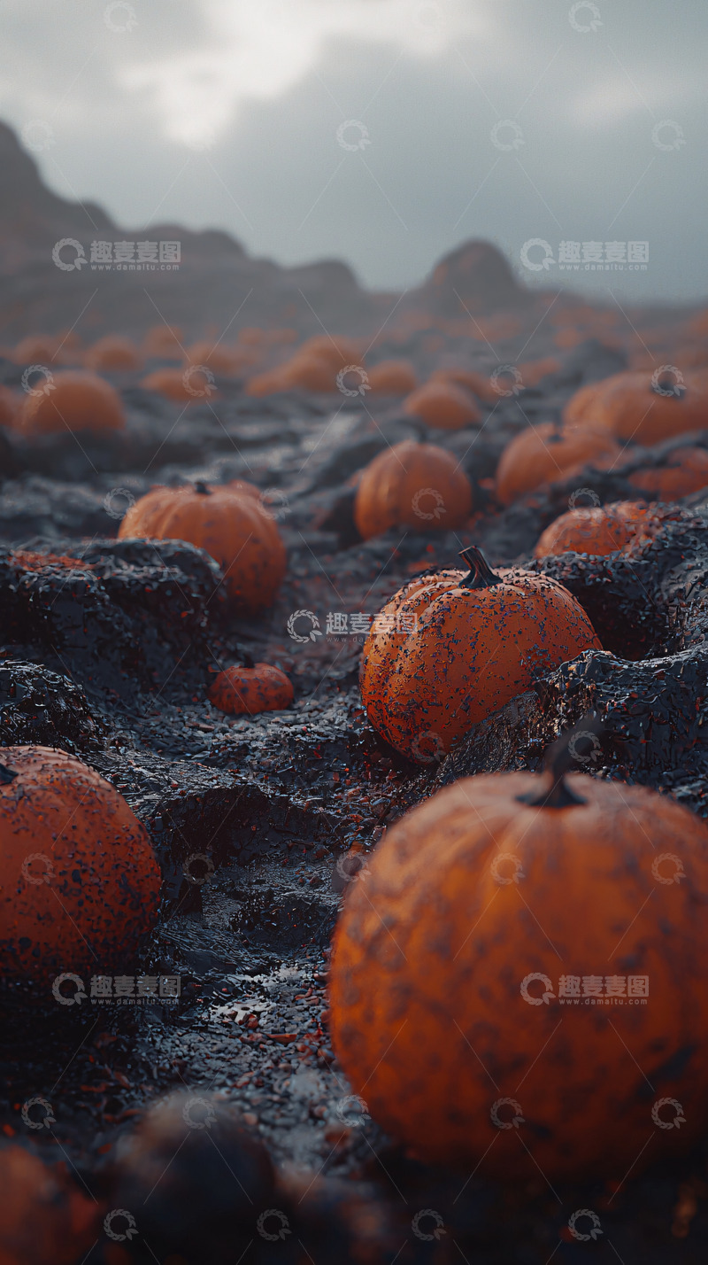 高清大图下载【趣麦麦图】泥地里的南瓜