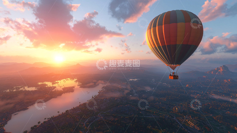 高清大图下载【趣麦麦图】热气球日出美景