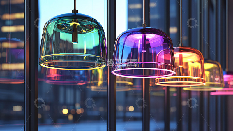 高清大图下载【趣麦麦图】彩色玻璃吊灯