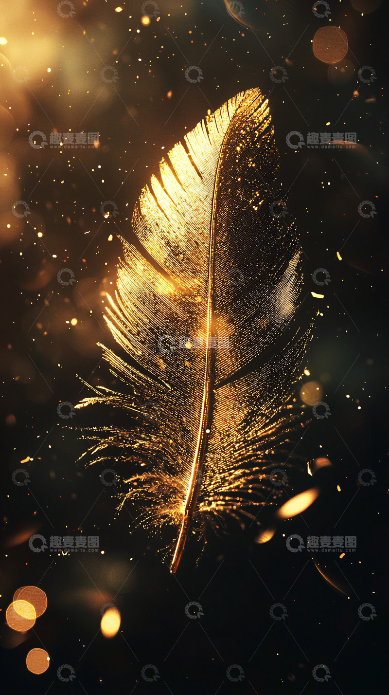高清大图下载【趣麦麦图】金色羽毛