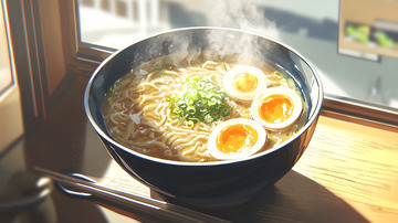 阳光透过窗户照射的拉面