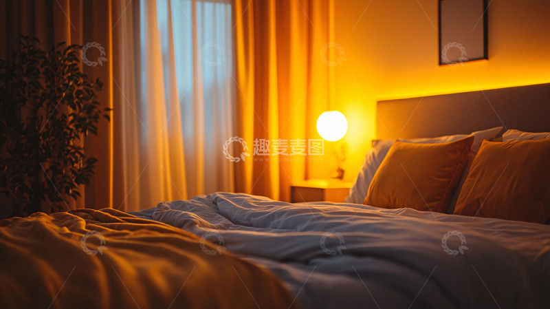 高清大图下载【趣麦麦图】温暖卧室灯光
