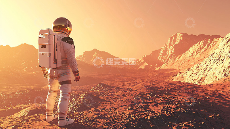 高清大图下载【趣麦麦图】宇航员在火星上