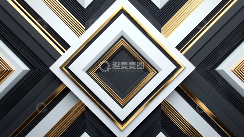 高清大图下载【趣麦麦图】黑白金几何图案