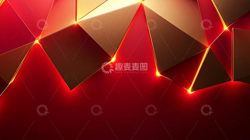 高清大图下载【趣麦麦图】红色金色几何背景