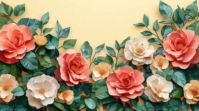 高清大图下载【趣麦麦图】纸艺花卉背景