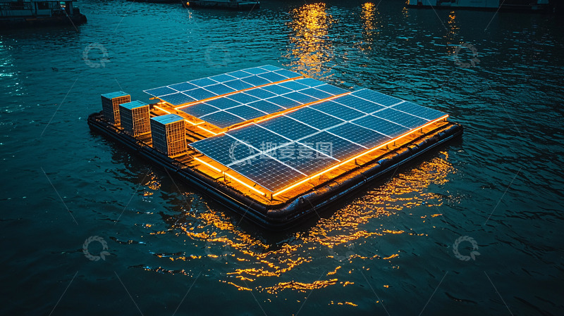 高清大图下载【趣麦麦图】水上漂浮式光伏电站