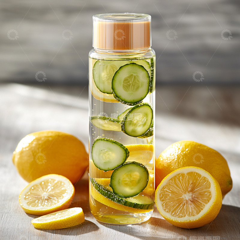 高清大图下载【趣麦麦图】柠檬黄瓜水饮料