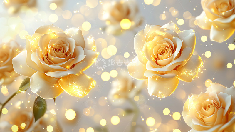 高清大图下载【趣麦麦图】闪耀金黄玫瑰花束