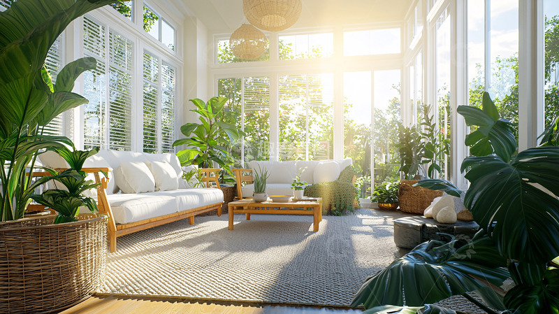 高清大图下载【趣麦麦图】阳光洒满室内植物园