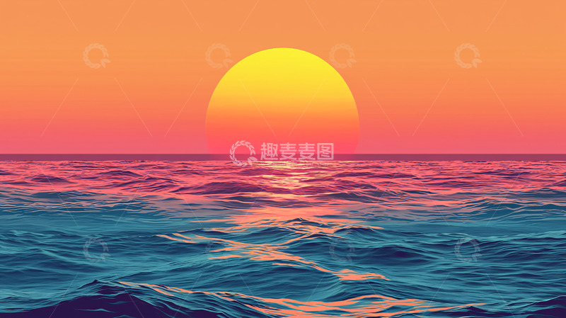 高清大图下载【趣麦麦图】海面日出