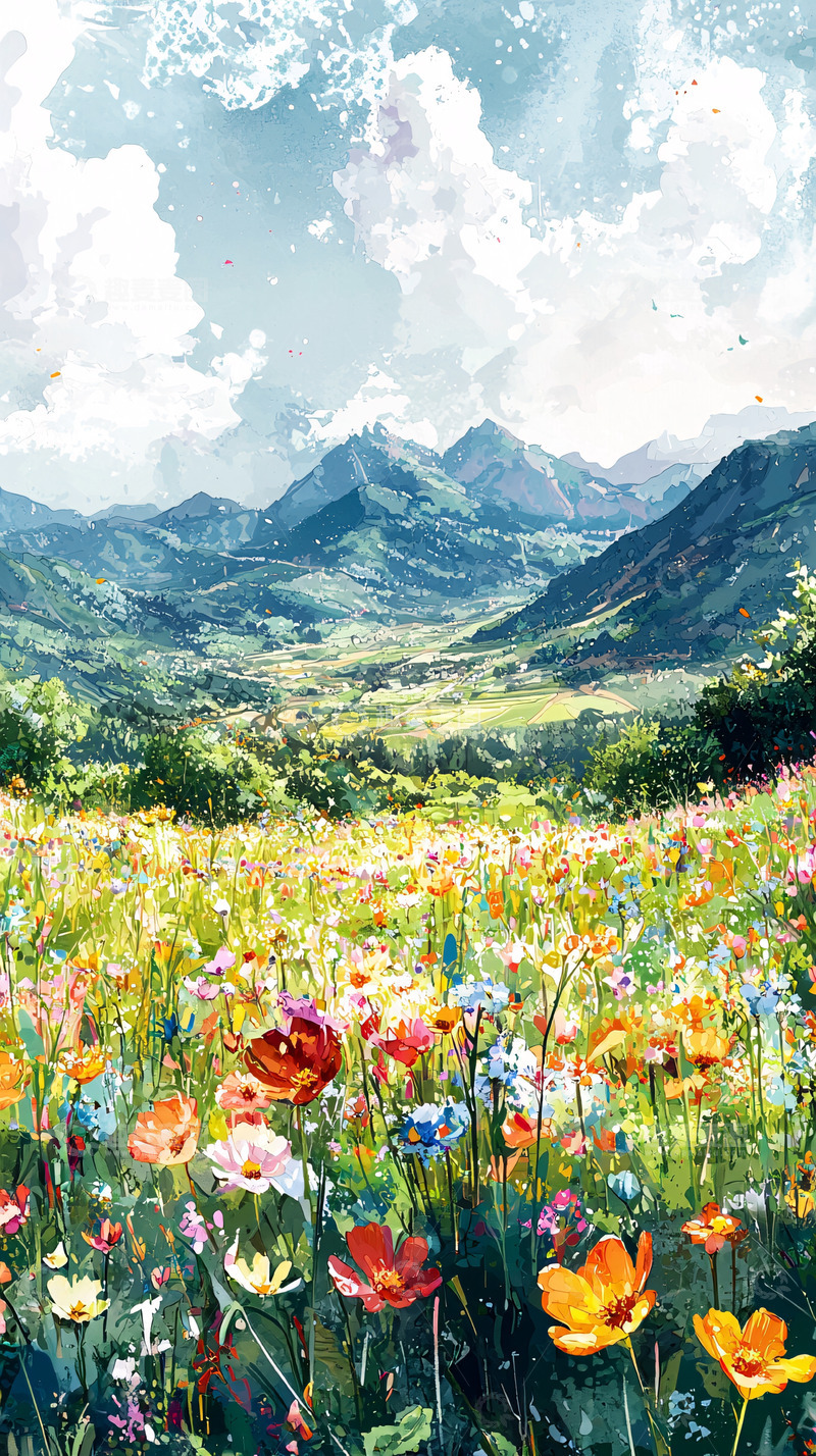 高清大图下载【趣麦麦图】鲜花盛开的山谷