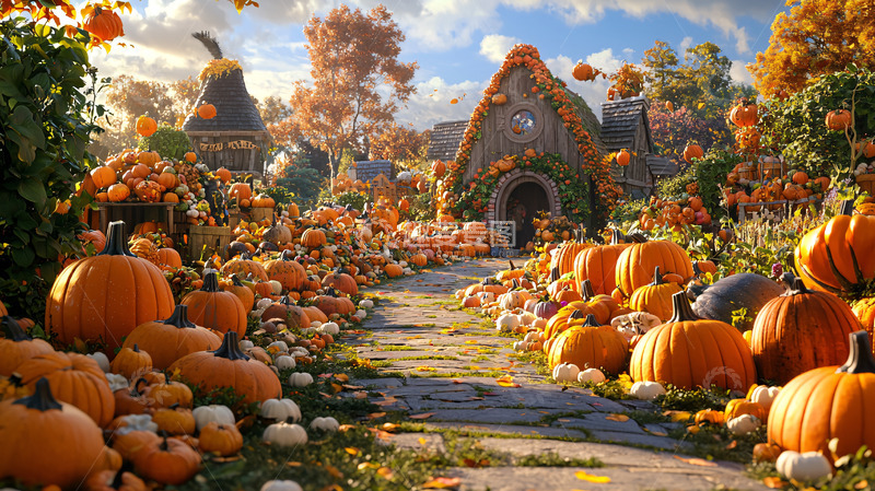 高清大图下载【趣麦麦图】秋天南瓜田园风光